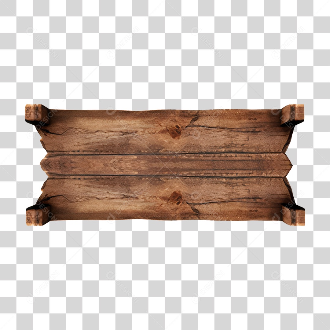 Elemento 3D Placa de Madeira PNG Transparente
