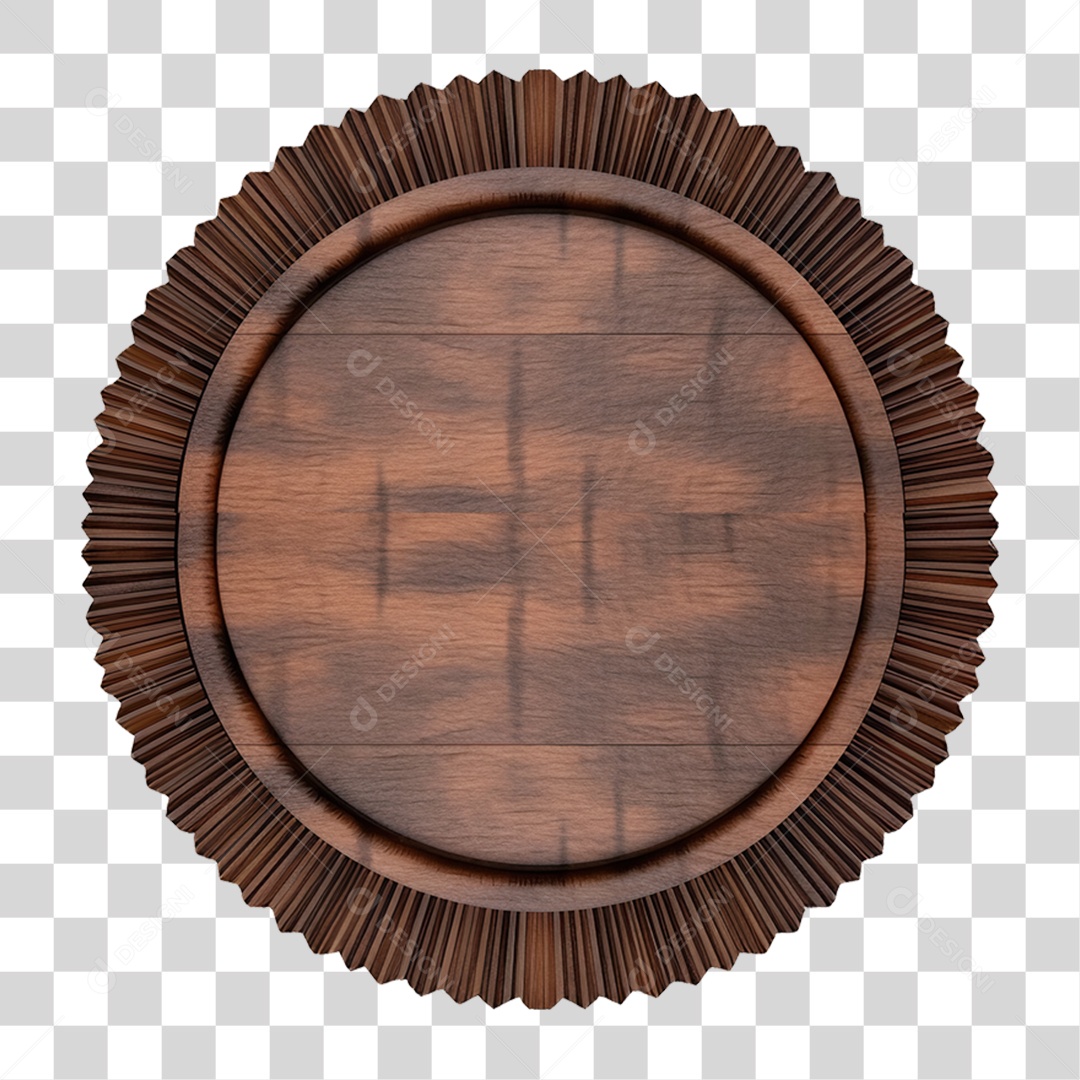 Elemento 3D Placa de Madeira PNG Transparente