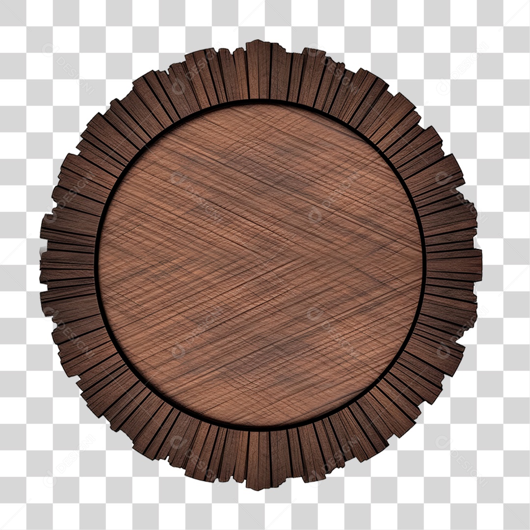 Elemento 3D Placa de Madeira PNG Transparente