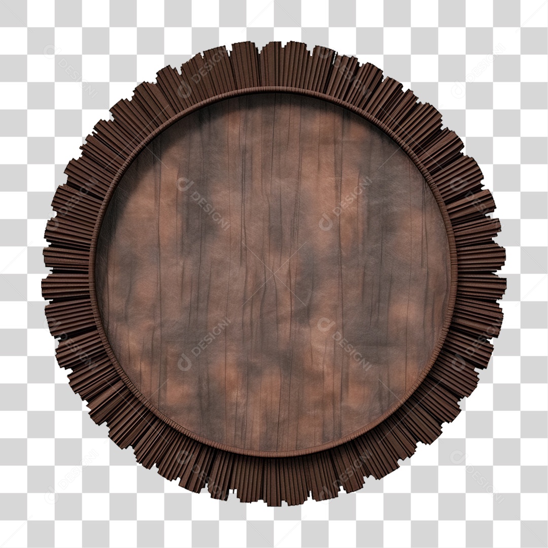 Elemento 3D Placa de Madeira PNG Transparente