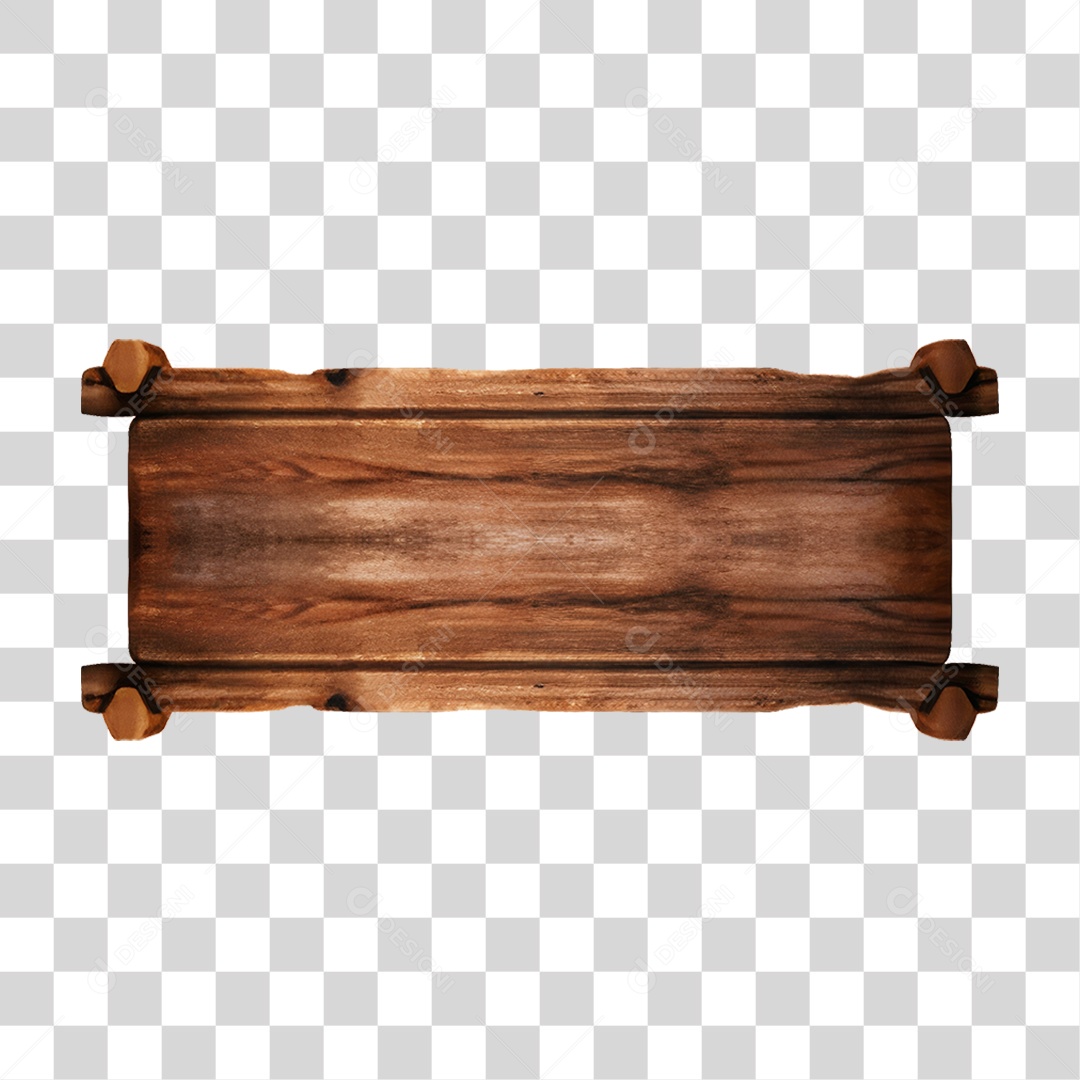 Elemento 3D Placa de Madeira PNG Transparente