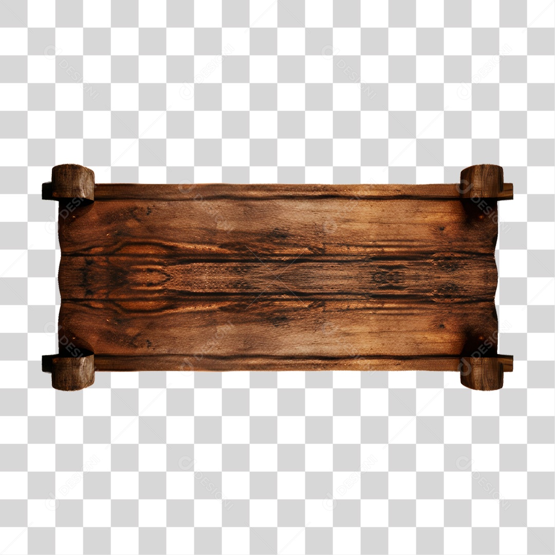 Elemento 3D Placa de Madeira PNG Transparente