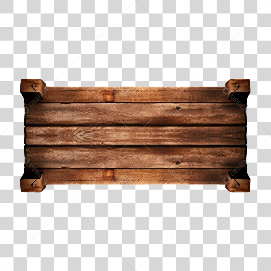 Elemento 3D Placa de Madeira PNG Transparente