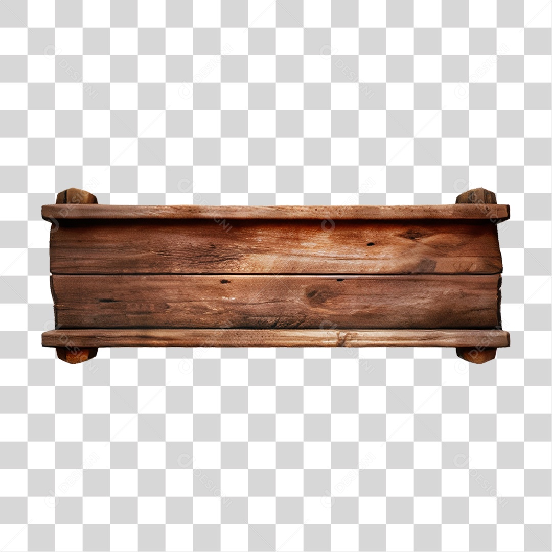 Elemento 3D Placa de Madeira PNG Transparente