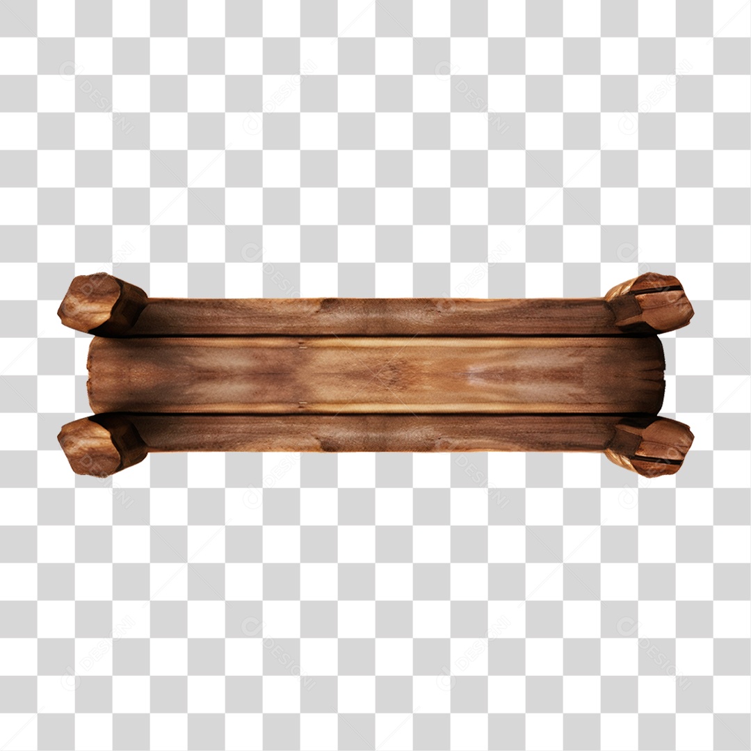 Elemento 3D Placa de Madeira PNG Transparente