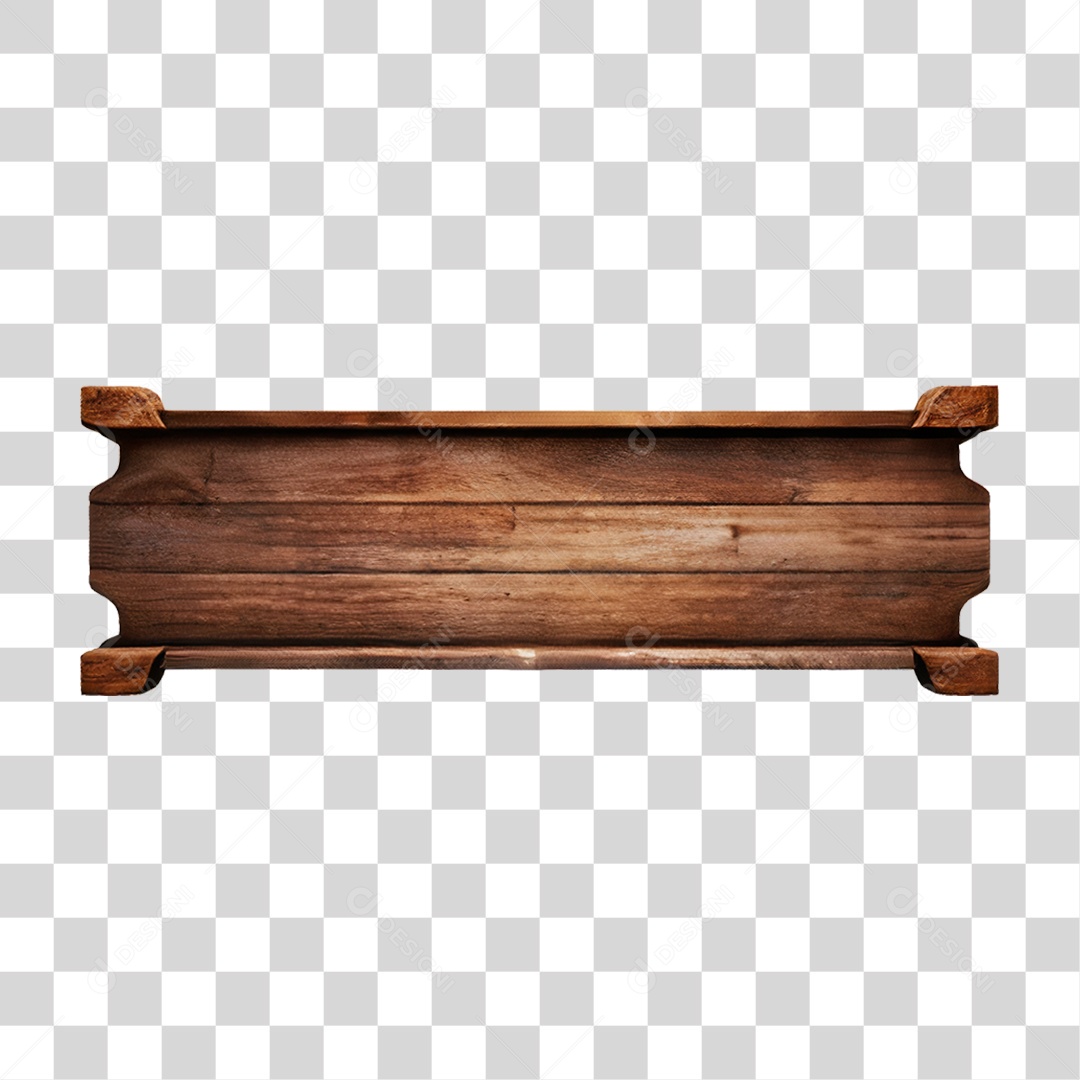 Elemento 3D Placa de Madeira PNG Transparente