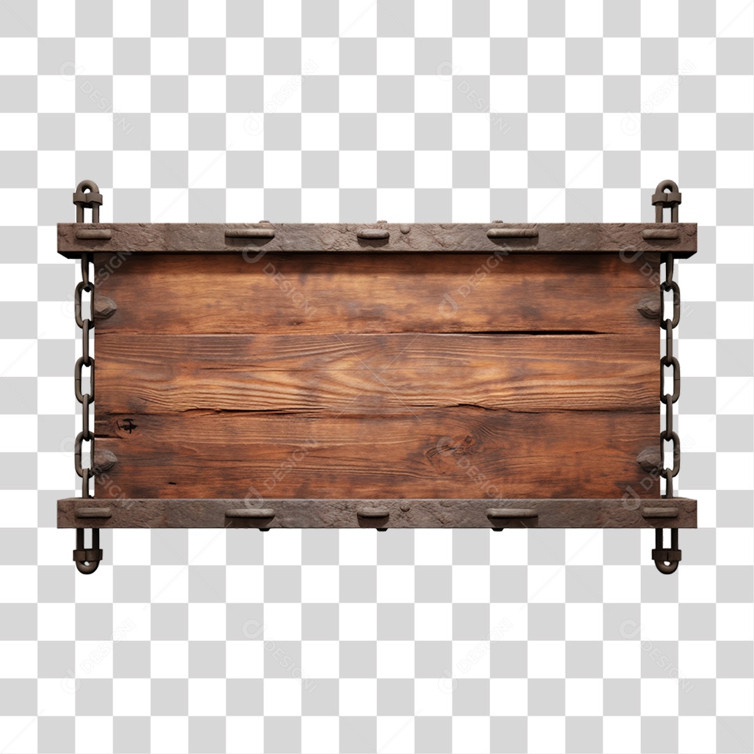 Elemento 3D Placa de Madeira PNG Transparente