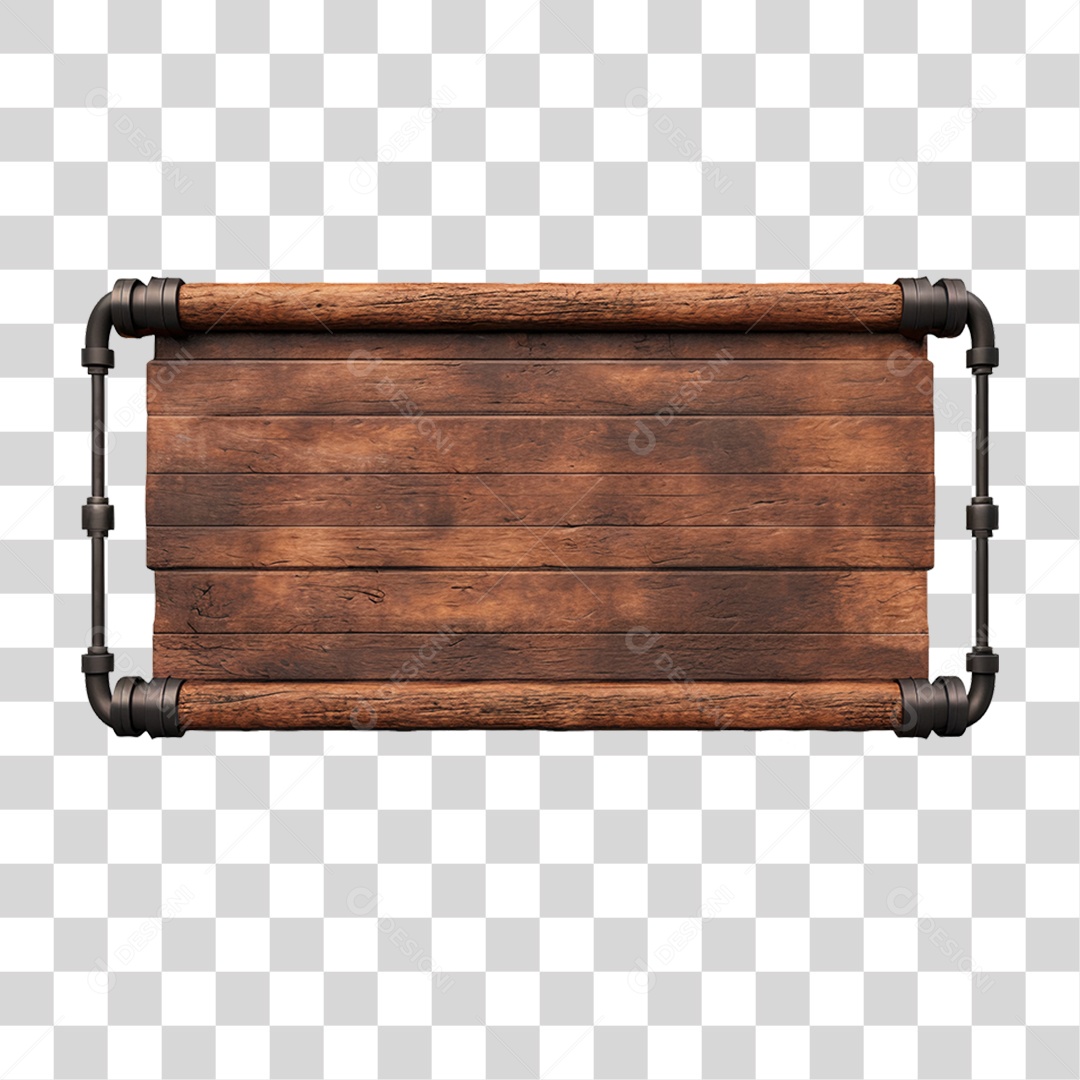 Elemento 3D Placa de Madeira PNG Transparente