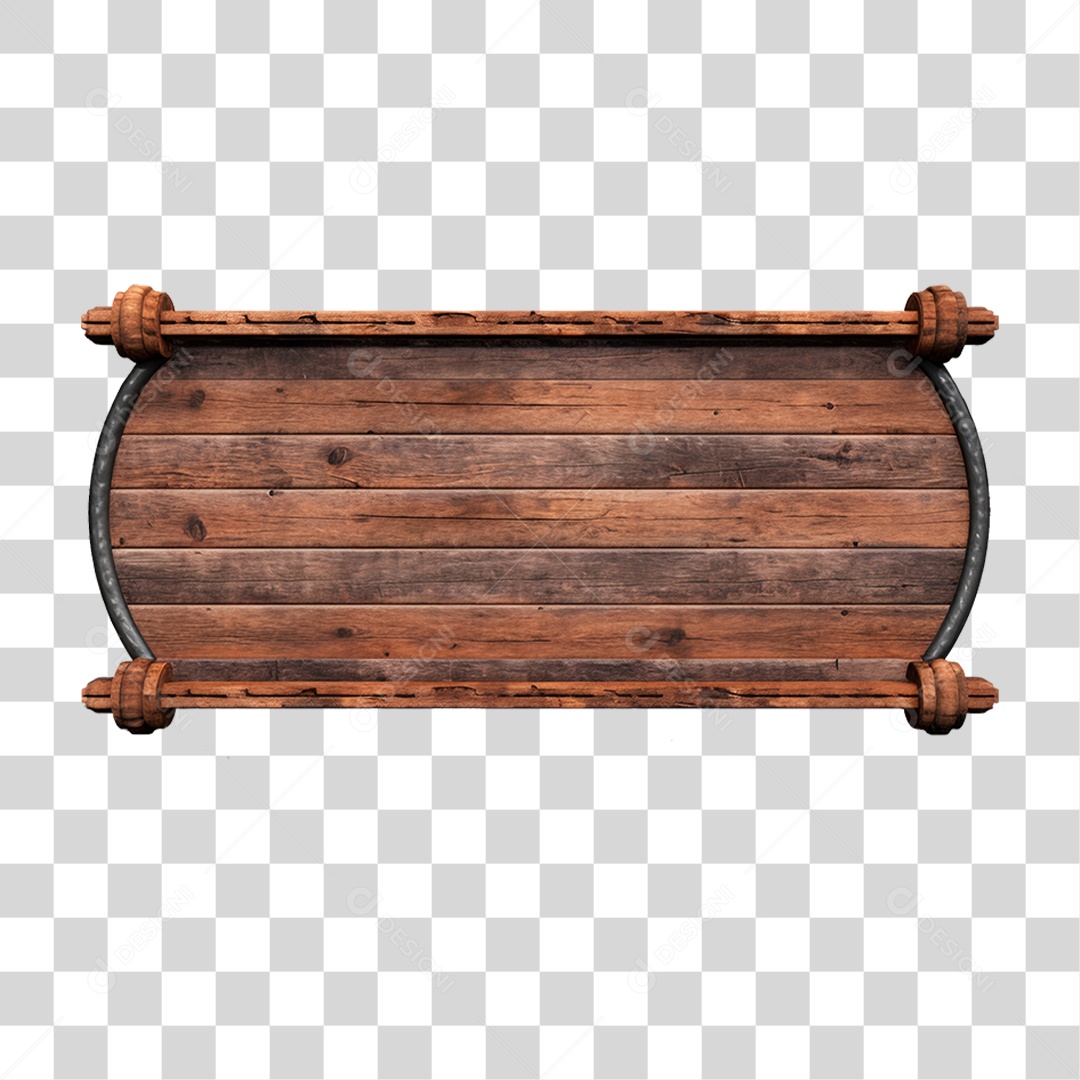 Elemento 3D Placa de Madeira PNG Transparente