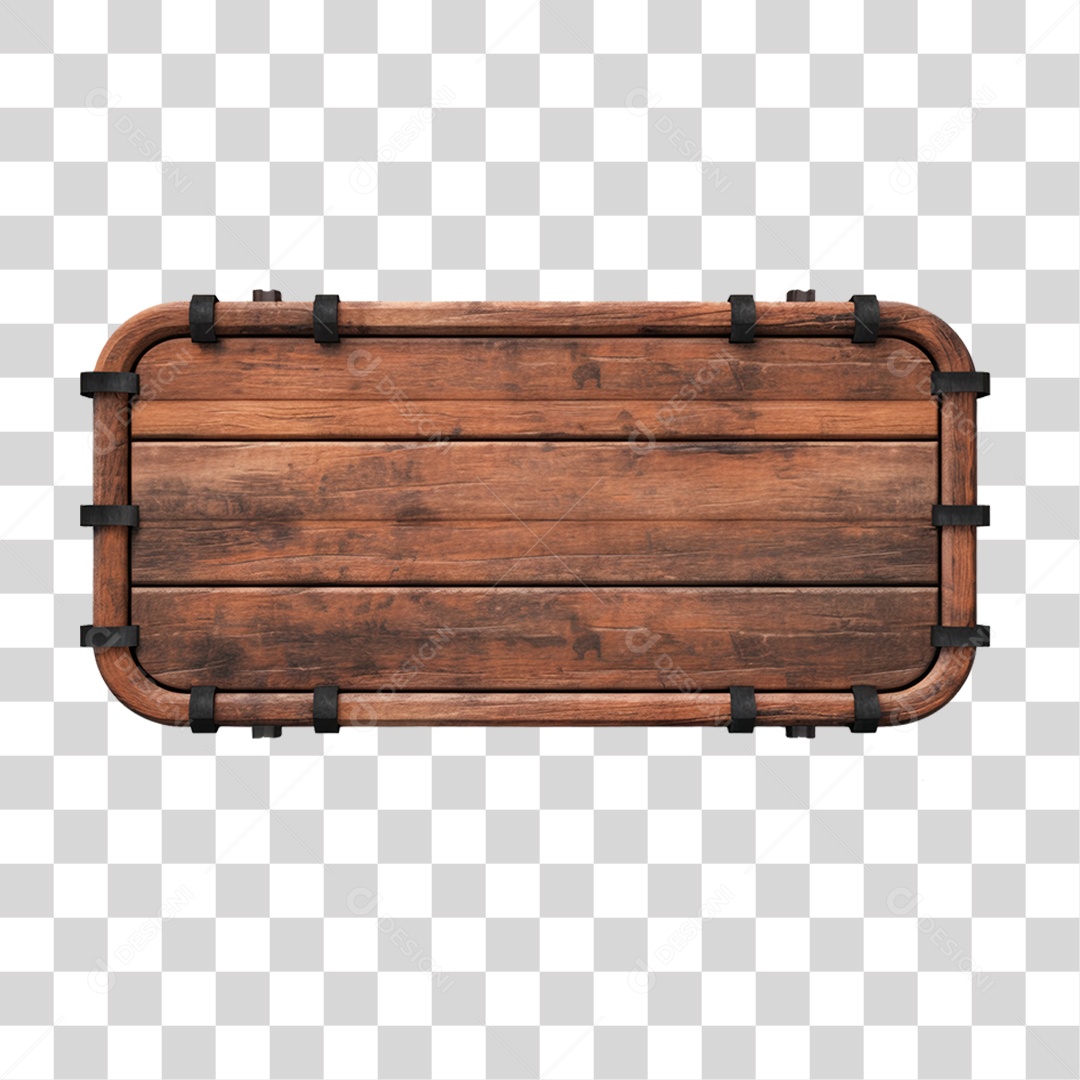 Elemento 3D Placa de Madeira PNG Transparente