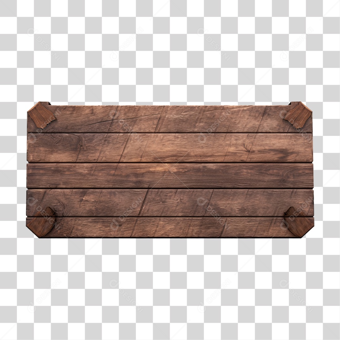 Elemento 3D Placa de Madeira PNG Transparente