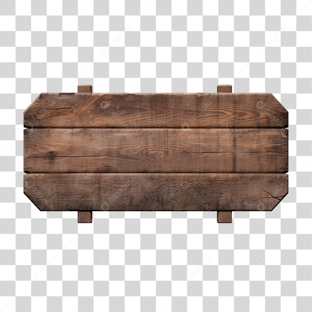 Elemento 3D Placa de Madeira PNG Transparente