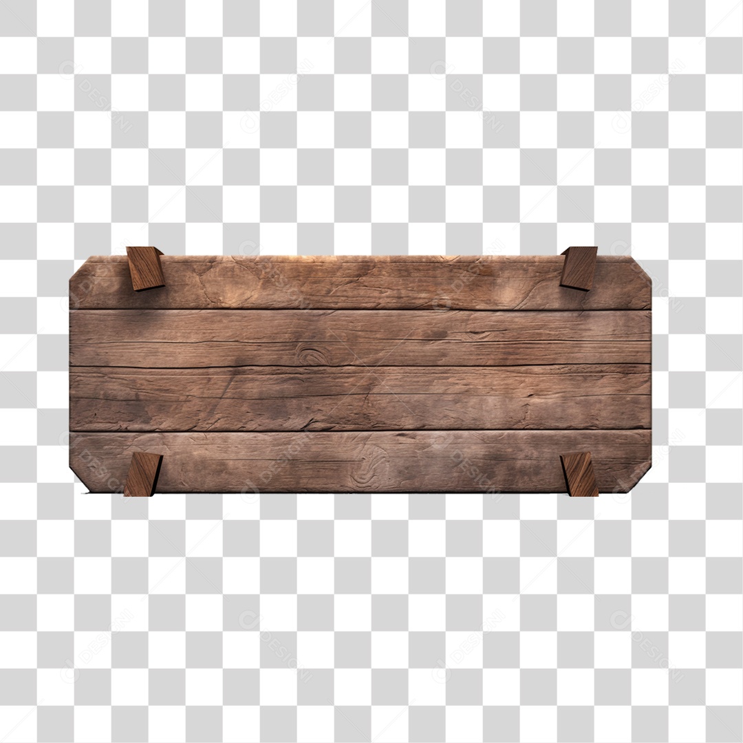 Elemento 3D Placa de Madeira PNG Transparente