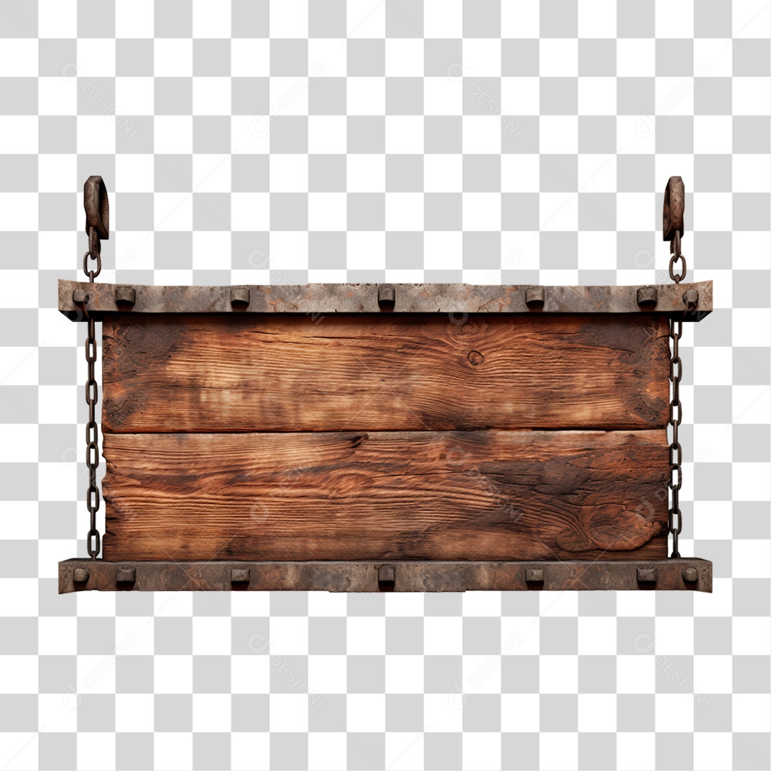 Elemento 3D Placa de Madeira PNG Transparente