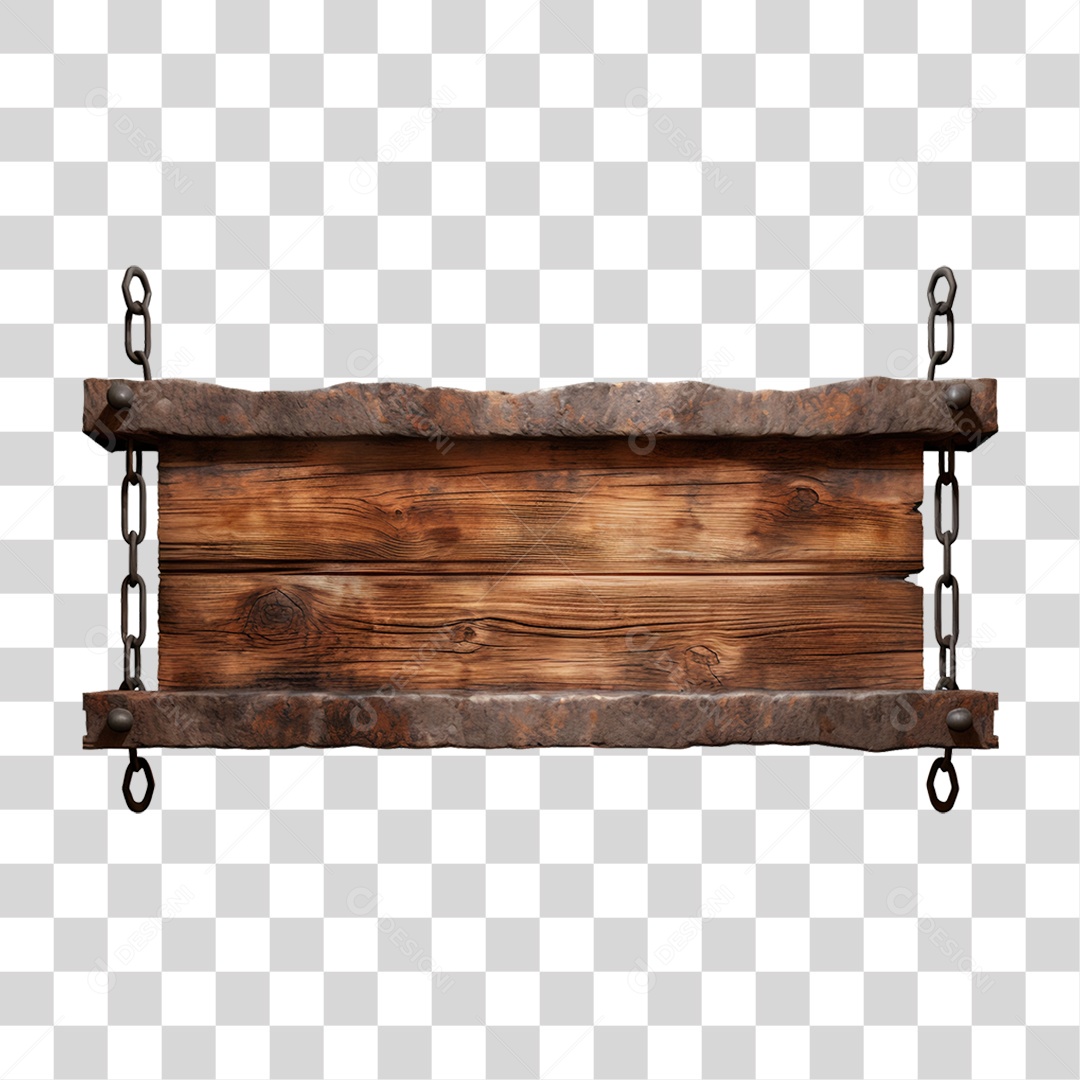 Elemento 3D Placa de Madeira PNG Transparente