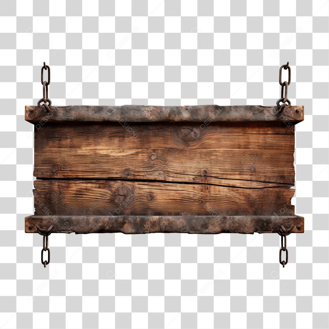 Elemento 3D Placa de Madeira PNG Transparente