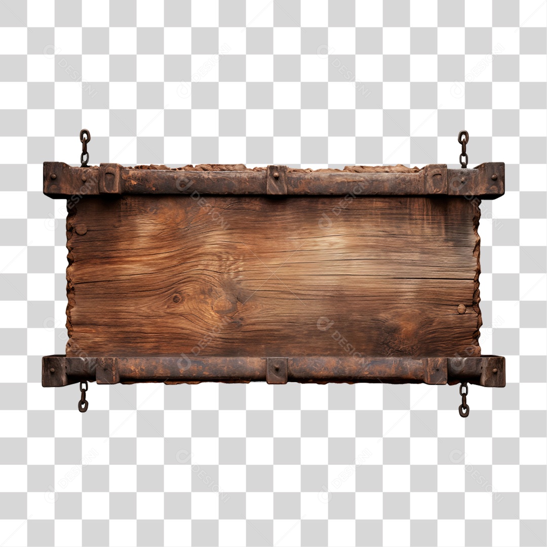 Elemento 3D Placa de Madeira PNG Transparente