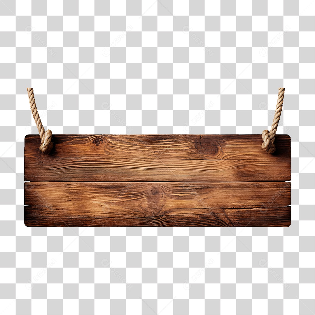 Elemento 3D Placa de Madeira PNG Transparente