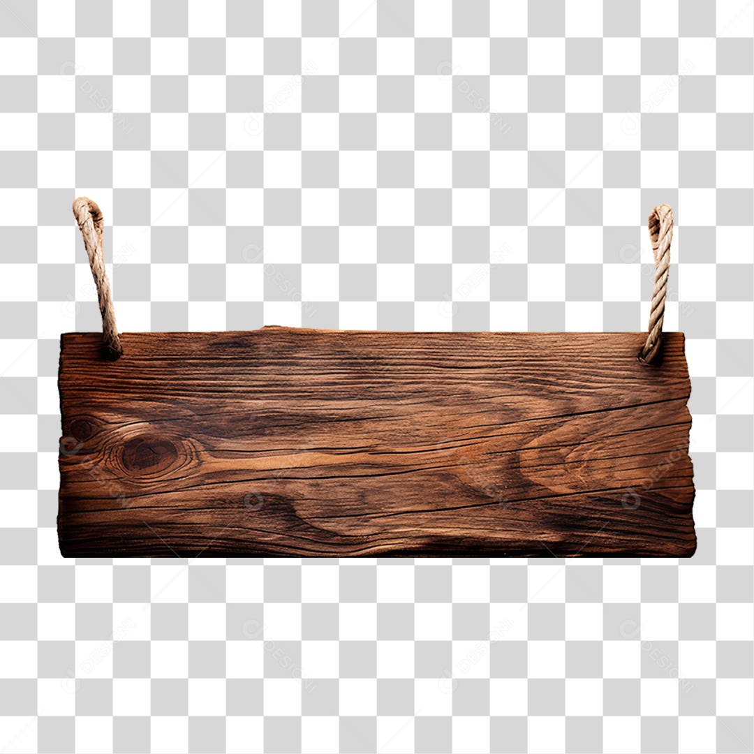 Elemento 3D Placa de Madeira PNG Transparente