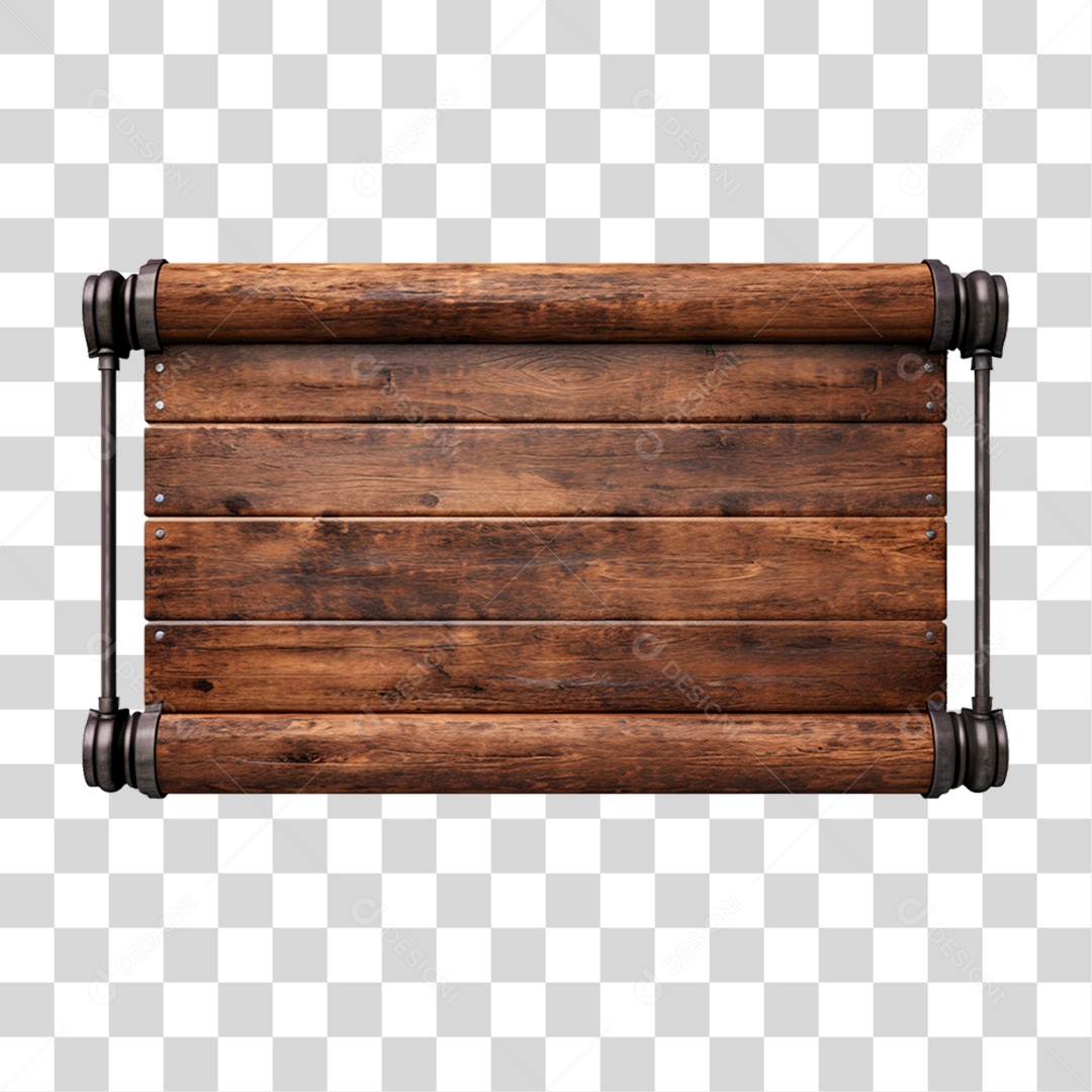 Elemento 3D Placa de Madeira PNG Transparente