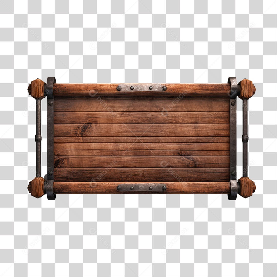 Elemento 3D Placa de Madeira PNG Transparente