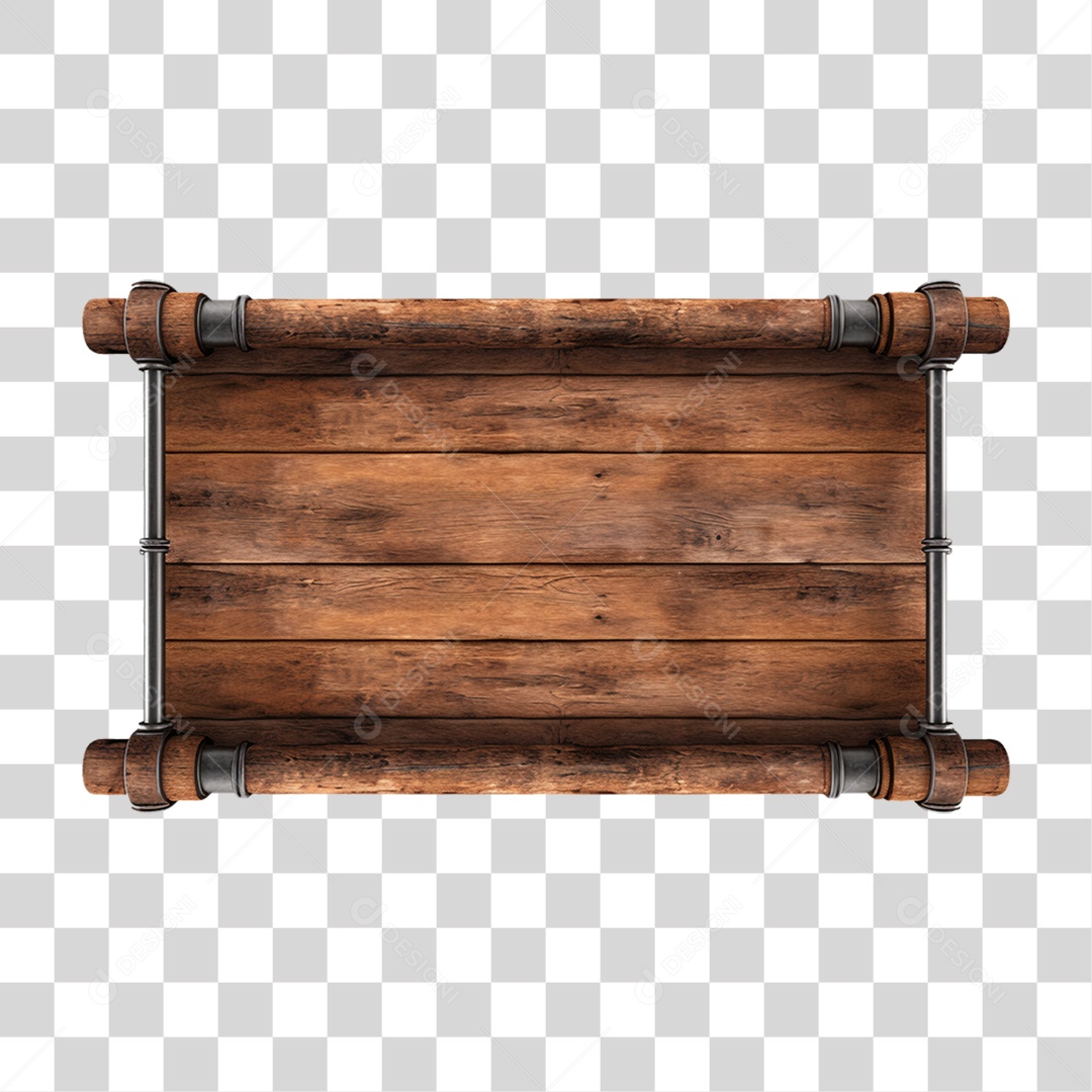 Elemento 3D Placa de Madeira PNG Transparente