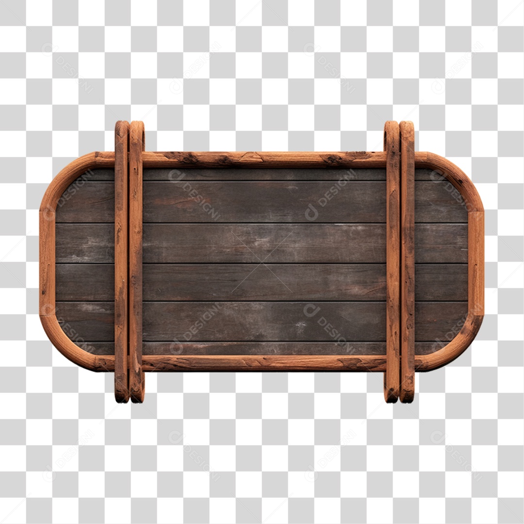 Elemento 3D Placa de Madeira PNG Transparente