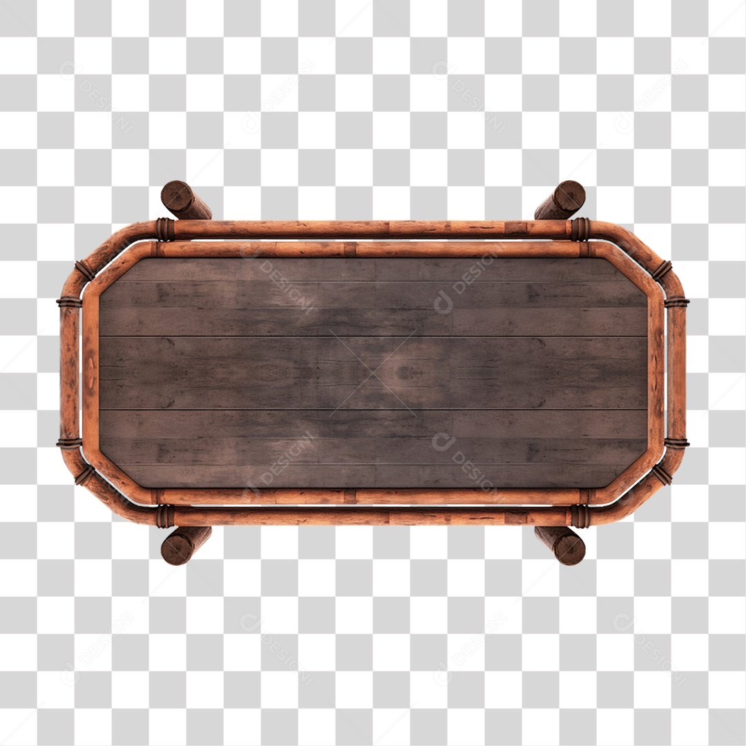 Elemento 3D Placa de Madeira PNG Transparente