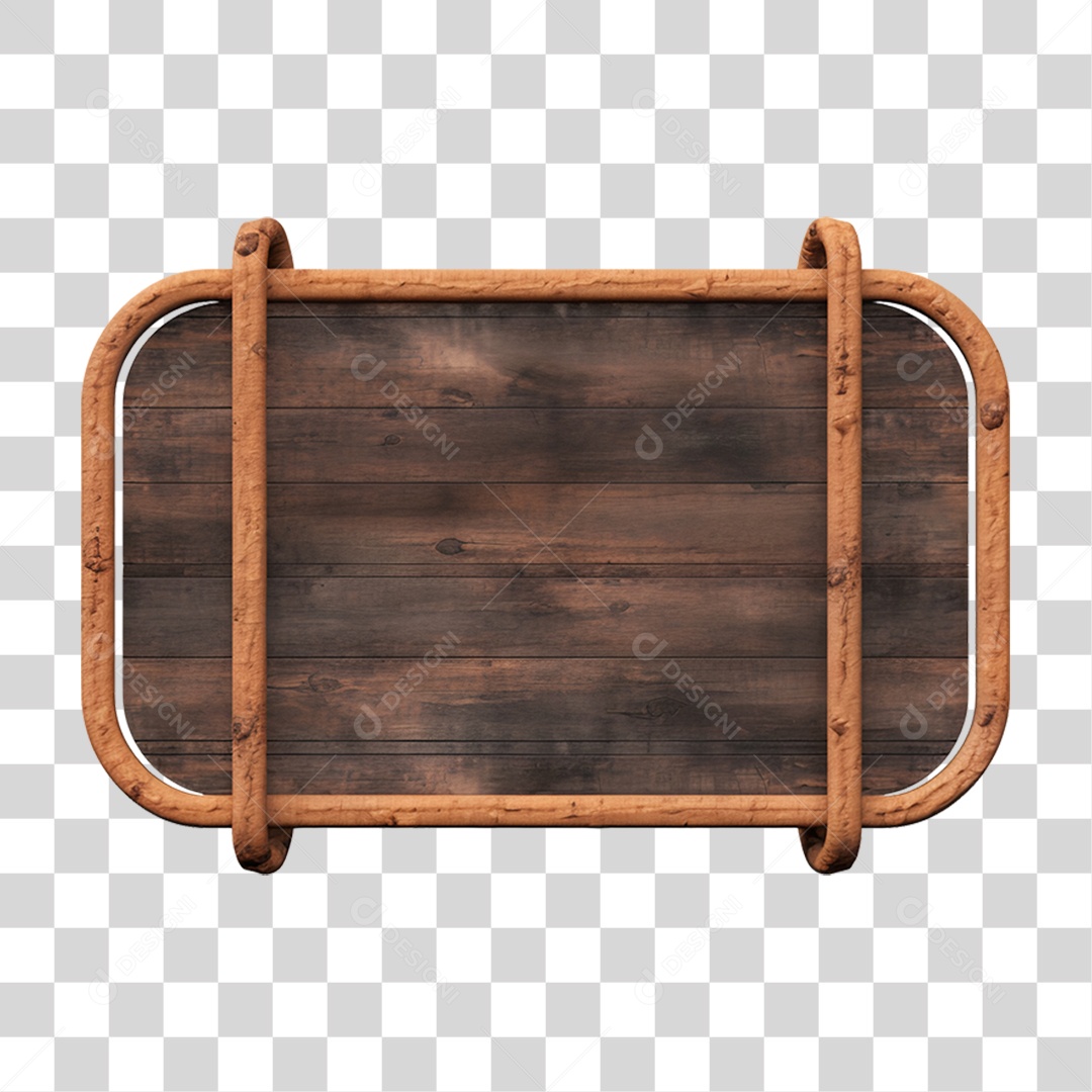 Elemento 3D Placa de Madeira PNG Transparente