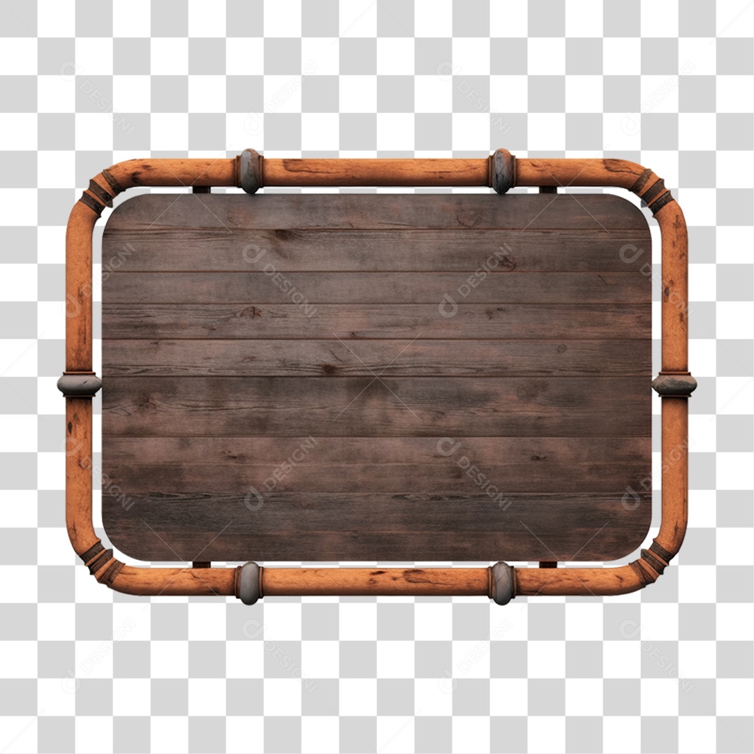 Elemento 3D Placa de Madeira PNG Transparente