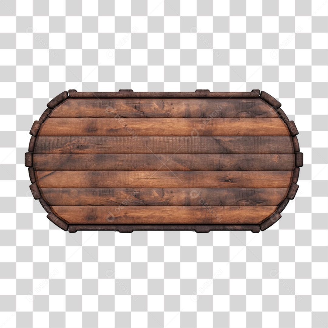 Elemento 3D Placa de Madeira PNG Transparente