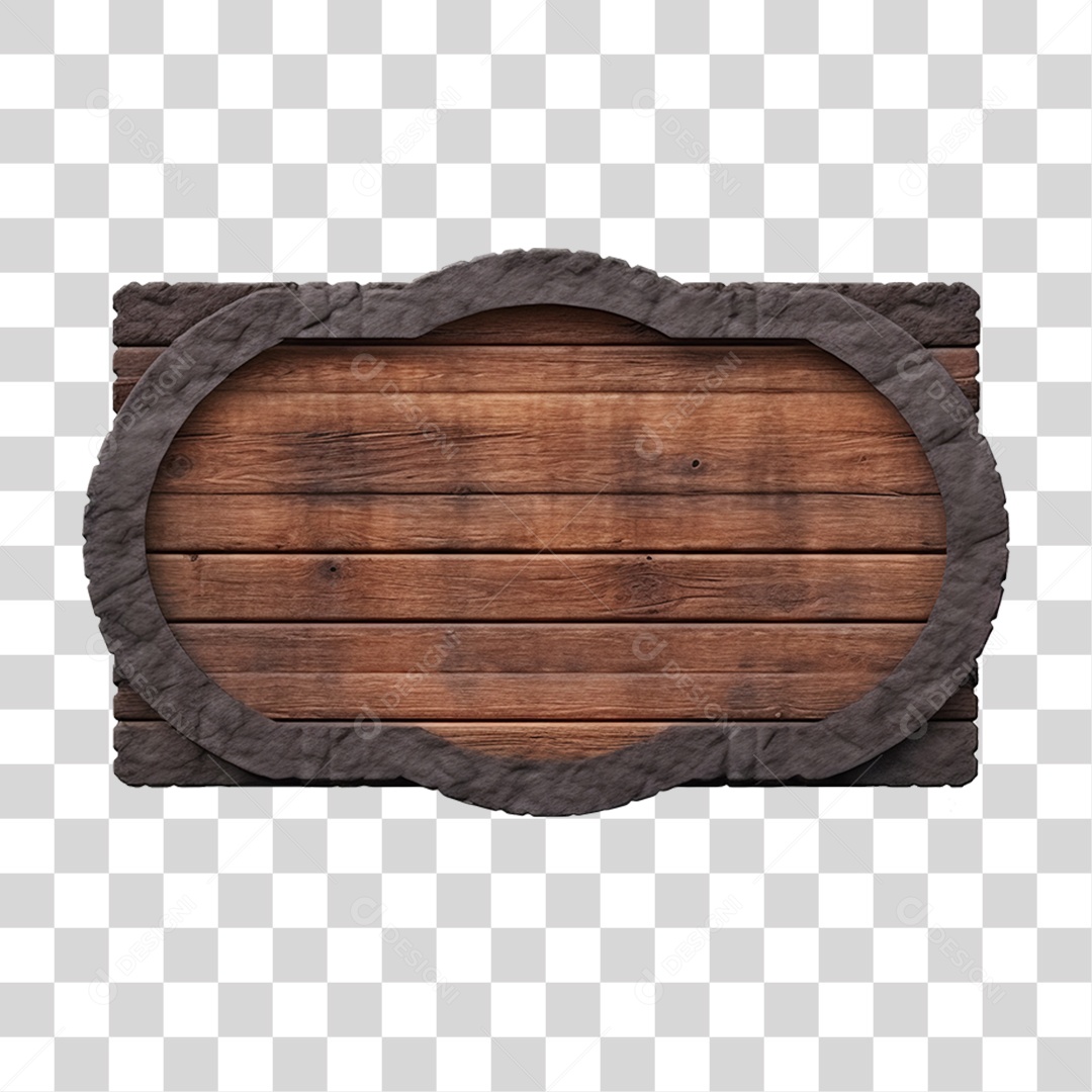 Elemento 3D Placa de Madeira PNG Transparente