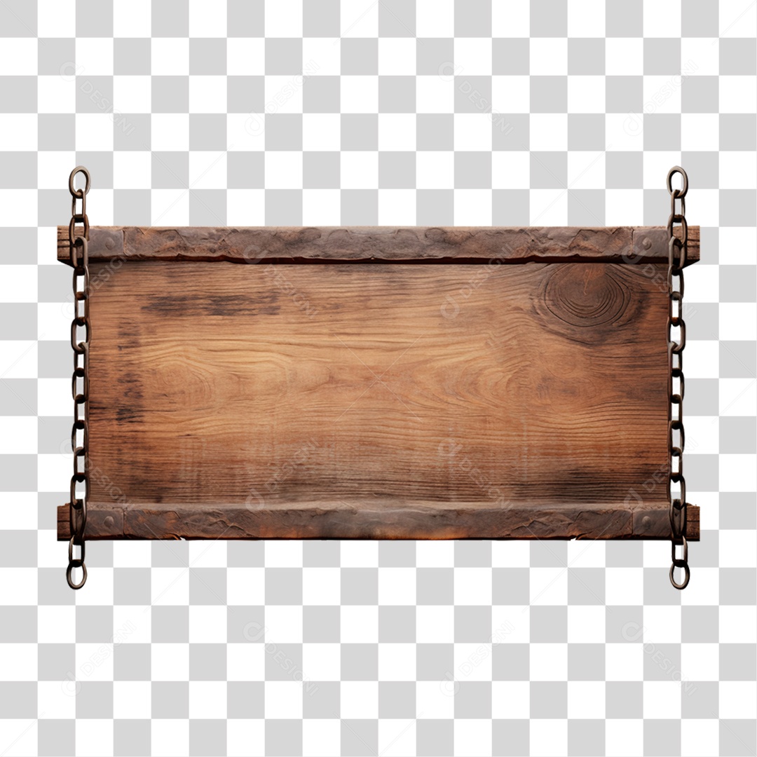 Elemento 3D Placa de Madeira PNG Transparente