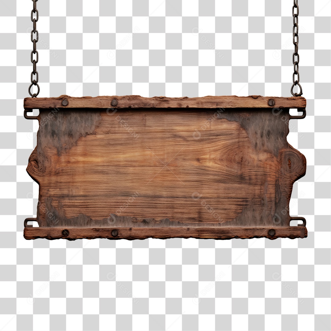 Elemento 3D Placa de Madeira PNG Transparente