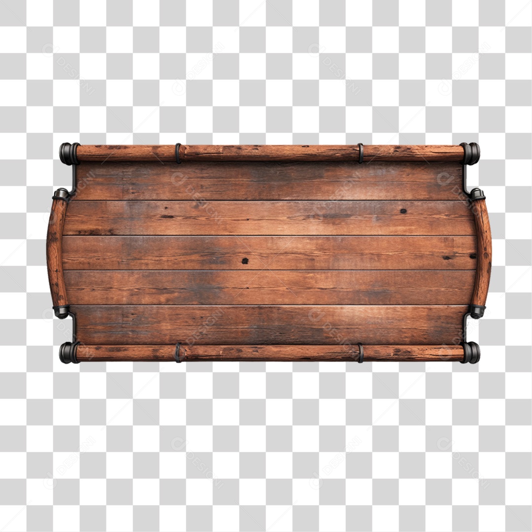 Elemento 3D Placa de Madeira PNG Transparente