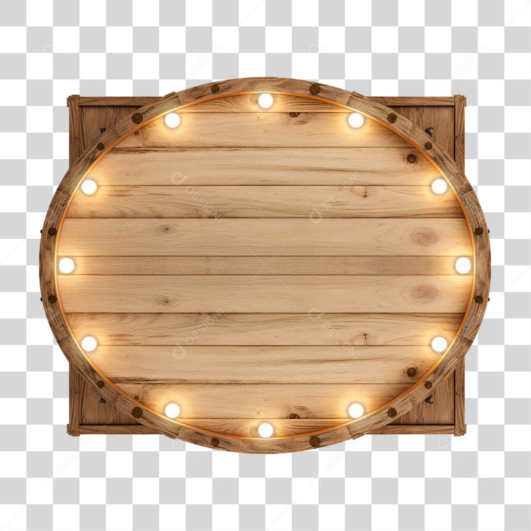 Elemento 3D Placa de Madeira PNG Transparente
