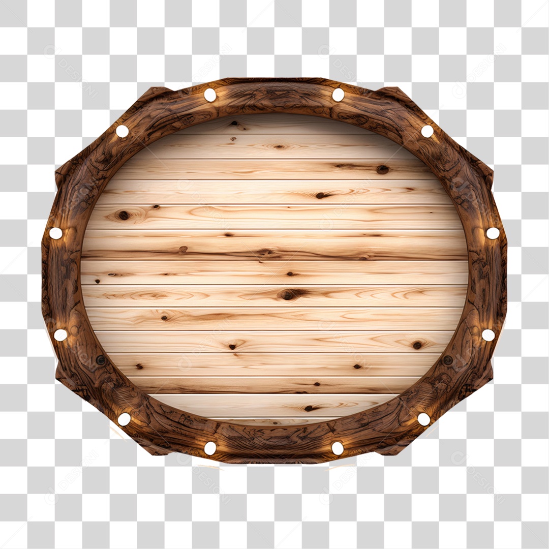 Elemento 3D Placa de Madeira PNG Transparente