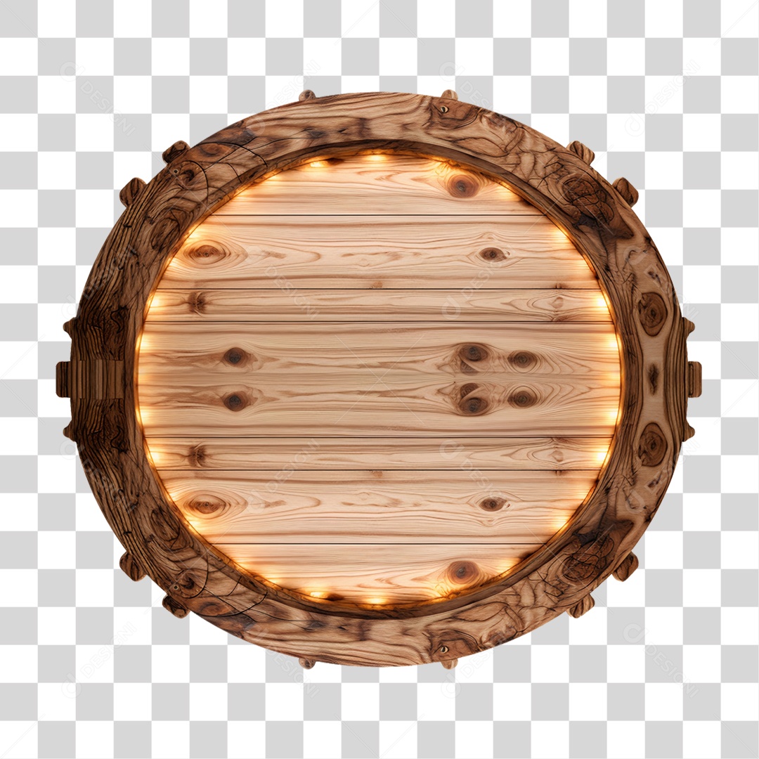 Elemento 3D Placa de Madeira PNG Transparente
