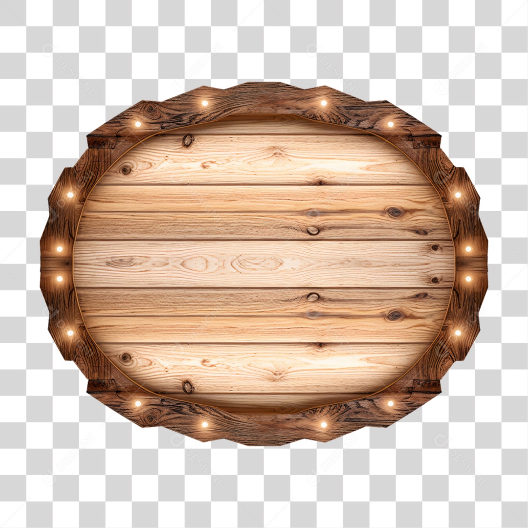 Elemento 3D Placa de Madeira PNG Transparente