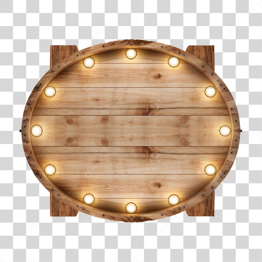 Elemento 3D Placa de Madeira PNG Transparente