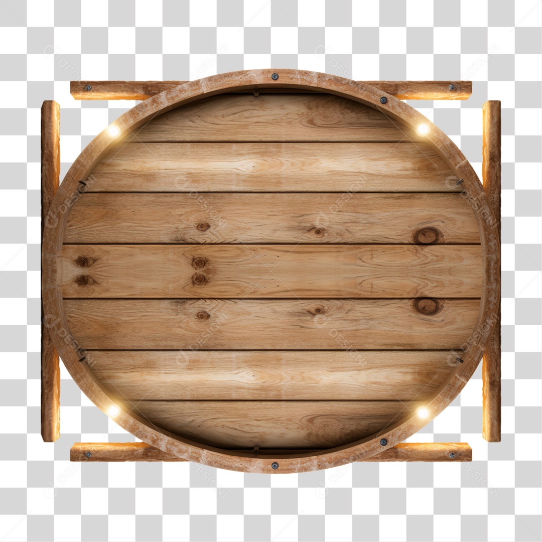 Elemento 3D Placa de Madeira PNG Transparente