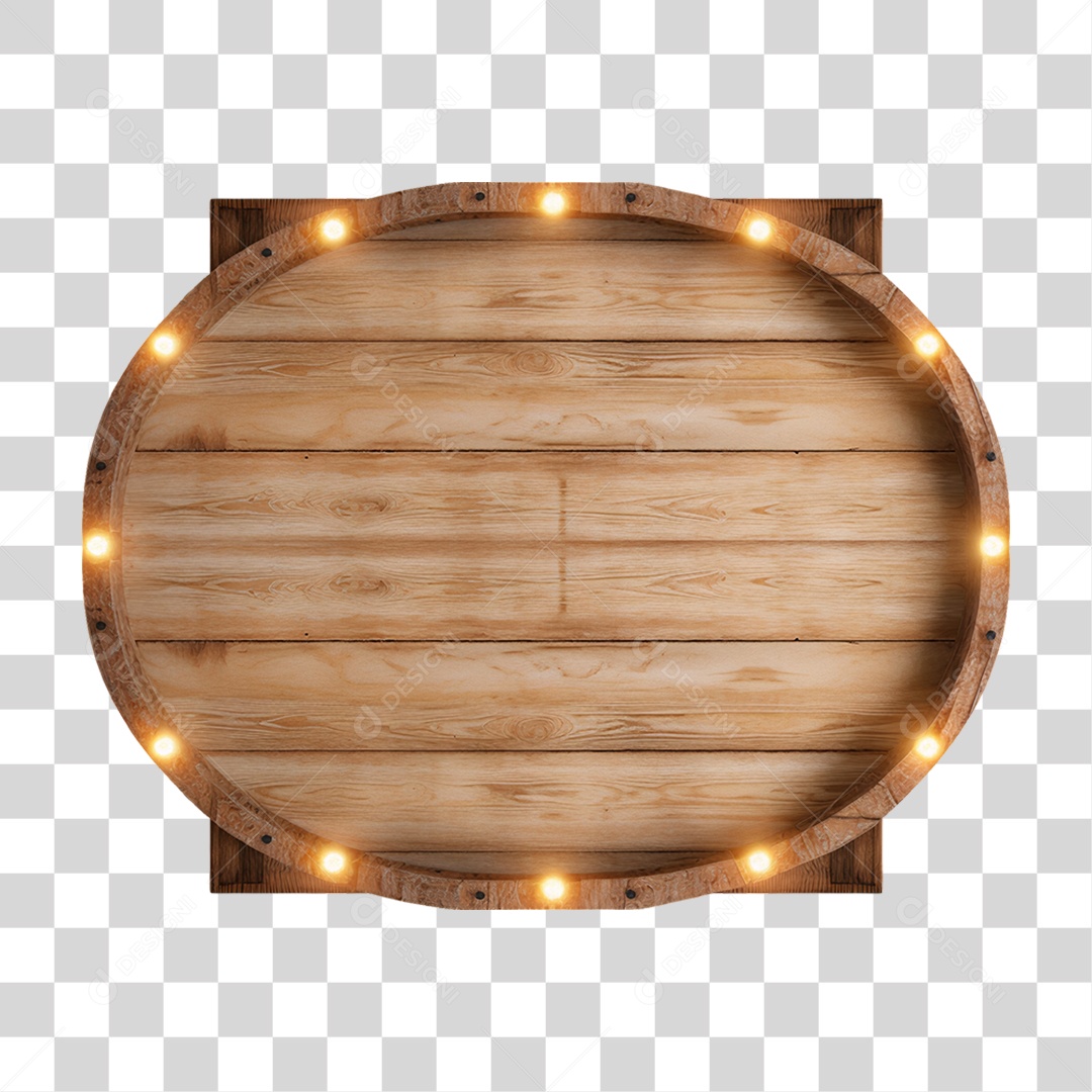 Elemento 3D Placa de Madeira PNG Transparente