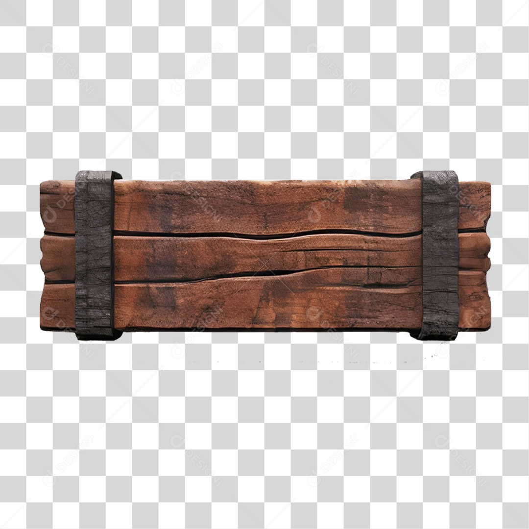 Elemento 3D Placa de Madeira PNG Transparente