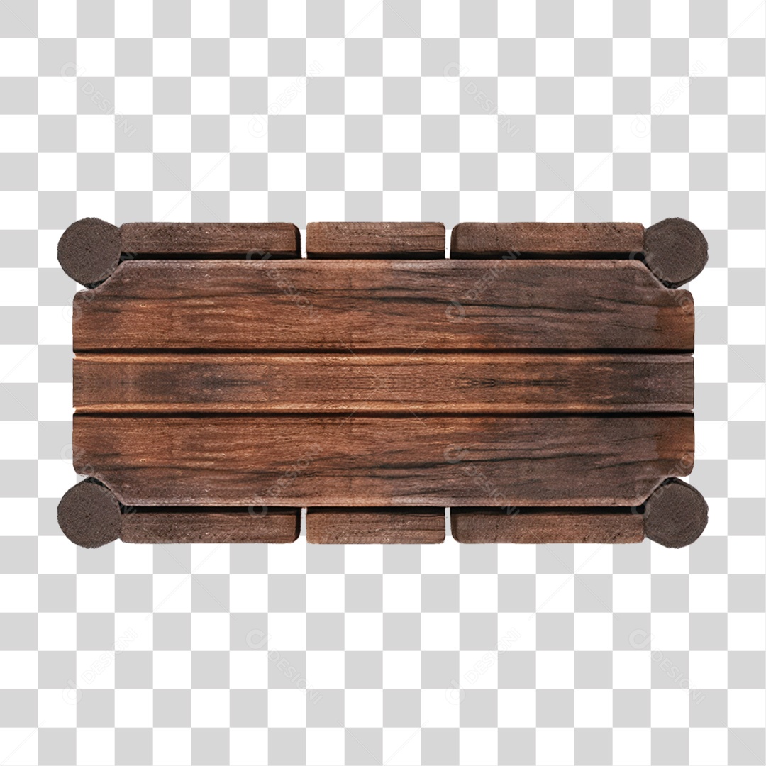 Elemento 3D Placa de Madeira PNG Transparente