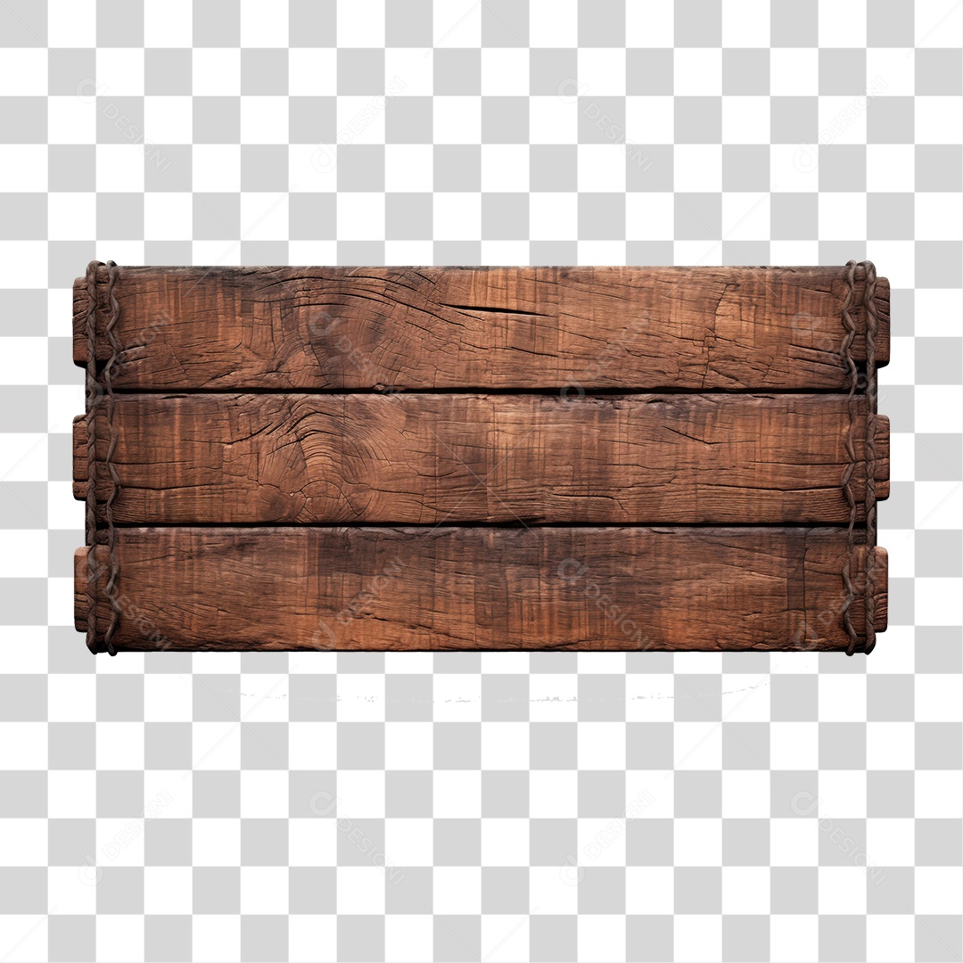 Elemento 3D Placa de Madeira PNG Transparente
