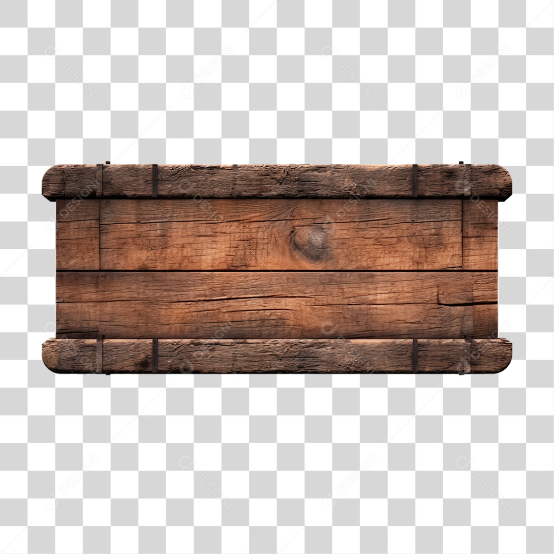 Elemento 3D Placa de Madeira PNG Transparente