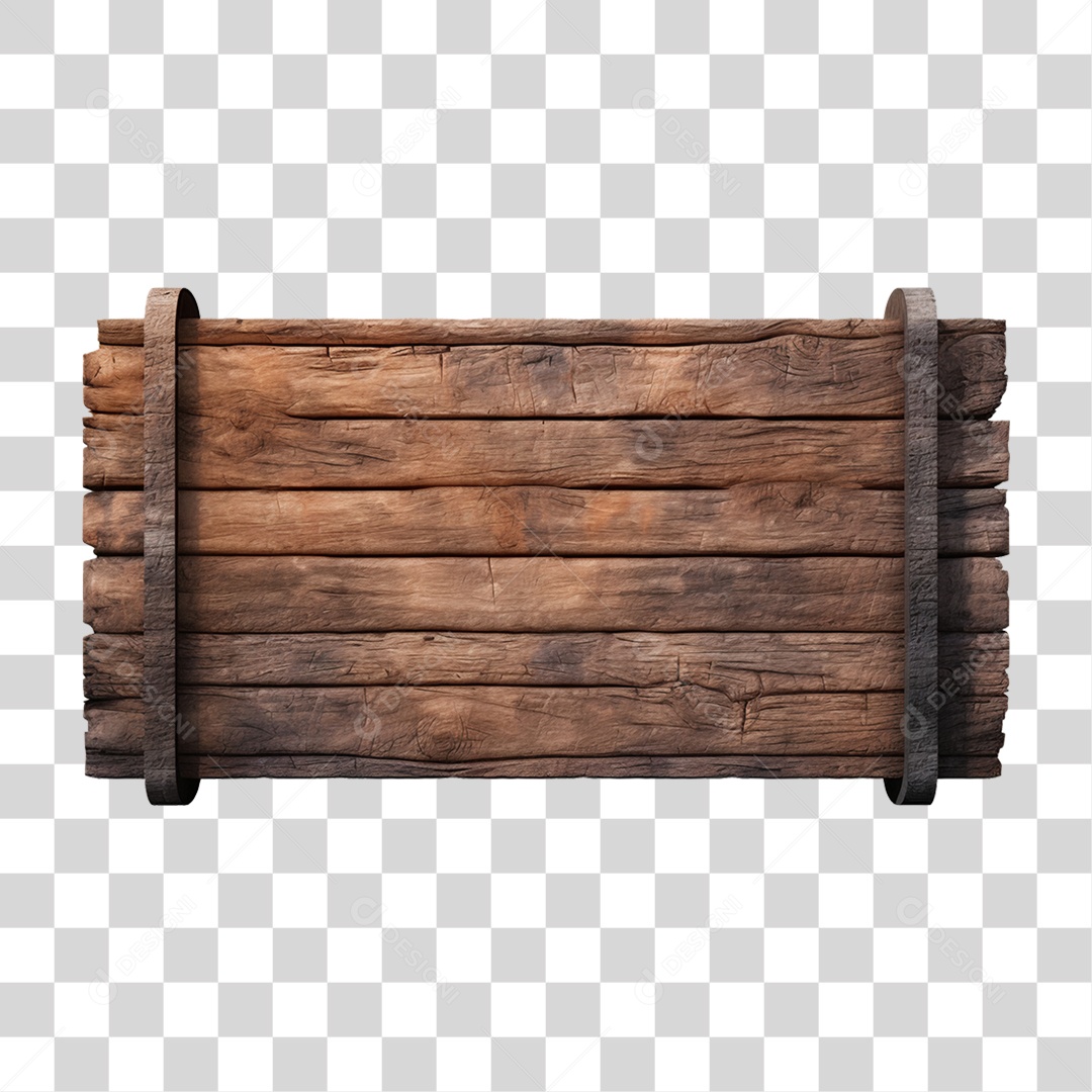Elemento 3D Placa de Madeira PNG Transparente