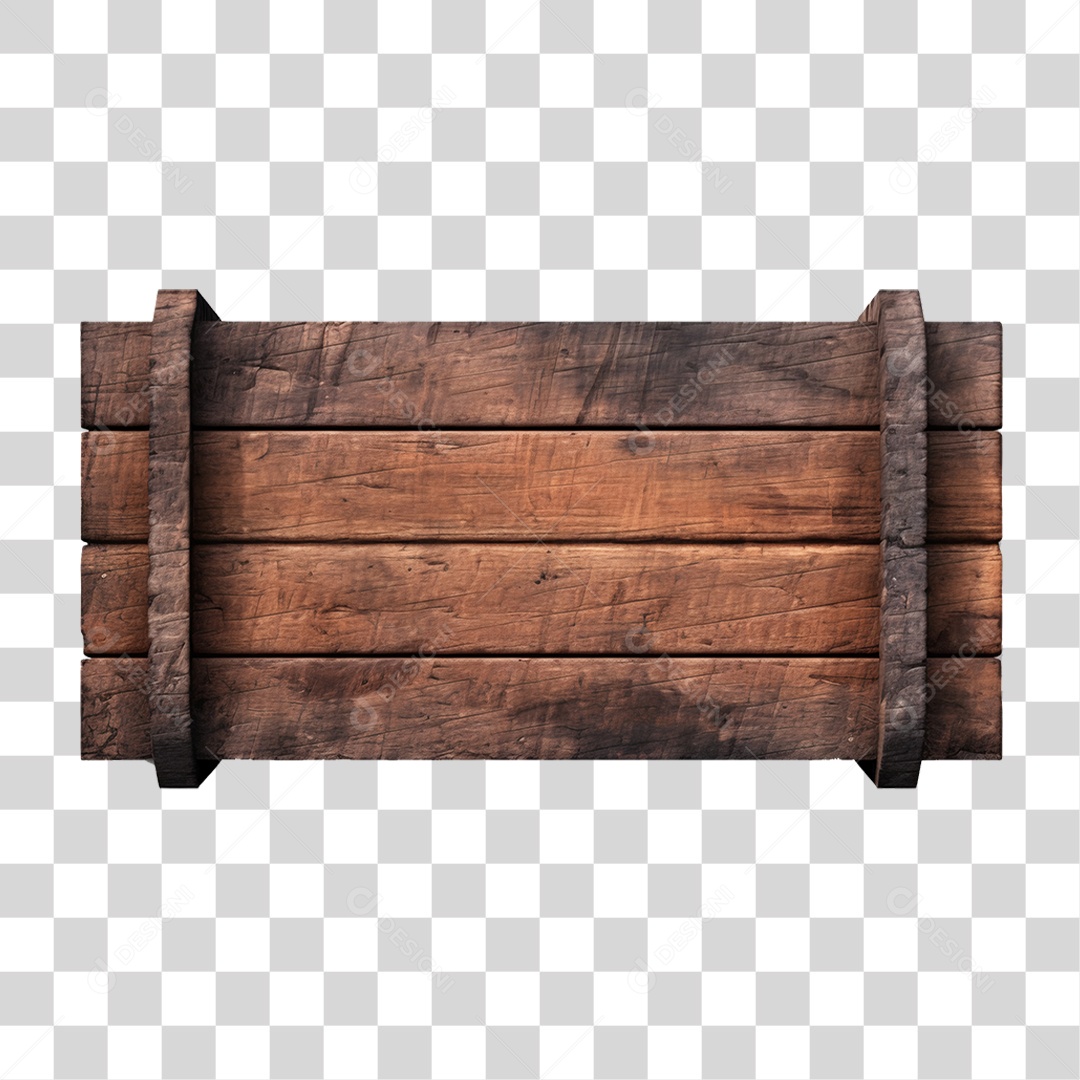Elemento 3D Placa de Madeira PNG Transparente