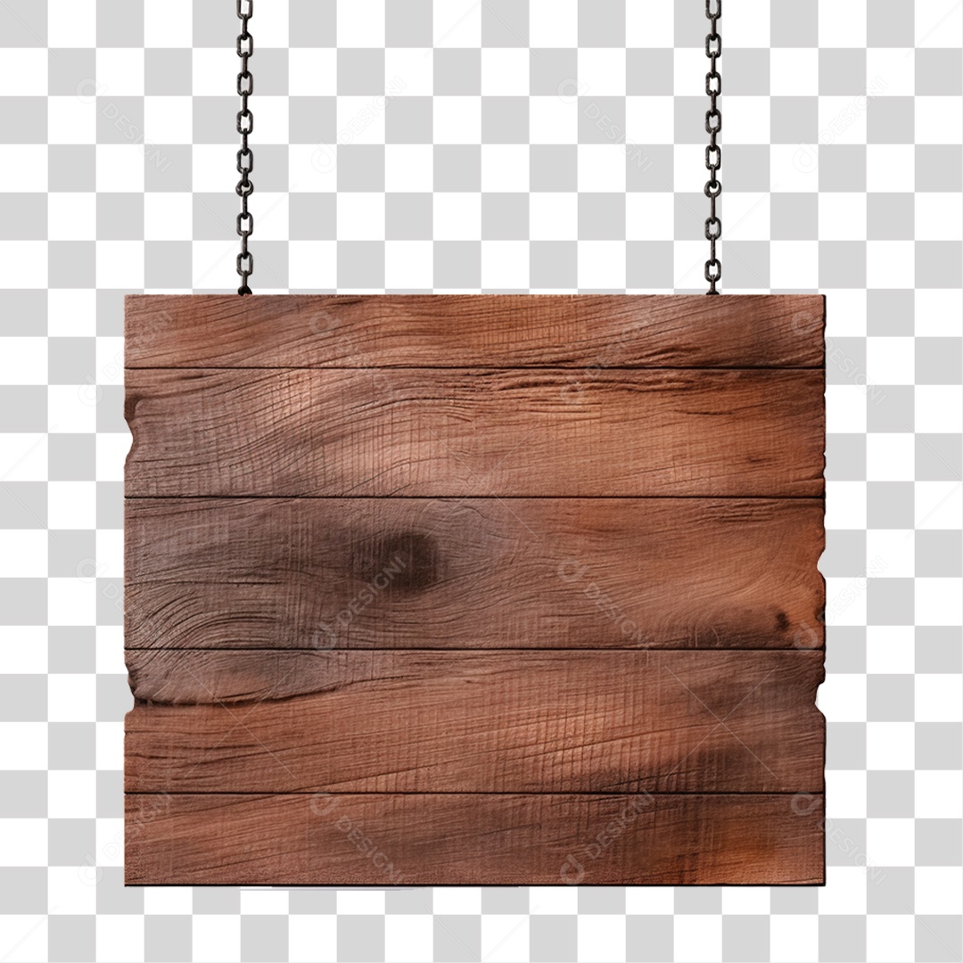 Elemento 3D Placa de Madeira PNG Transparente