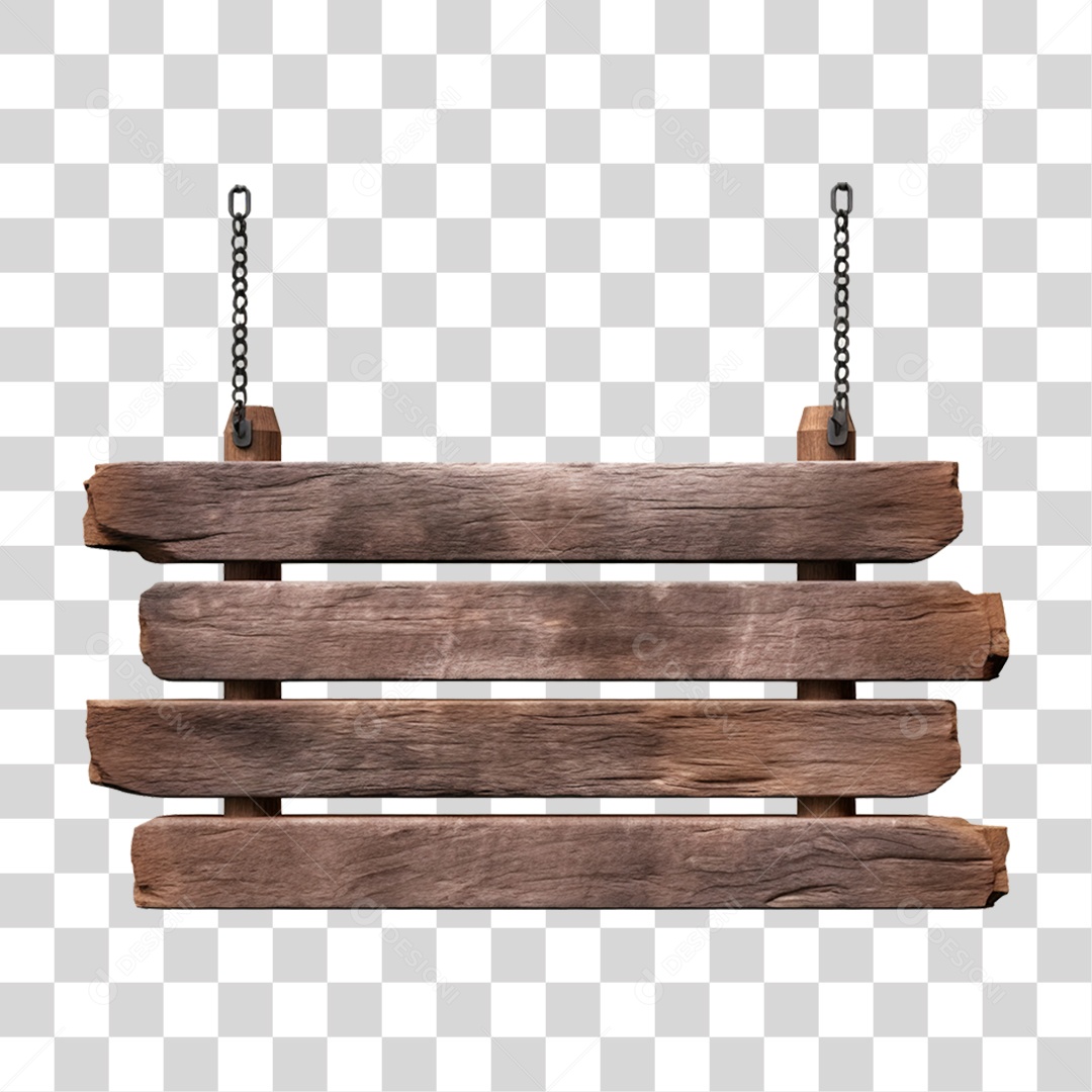 Elemento 3D Placa de Madeira PNG Transparente